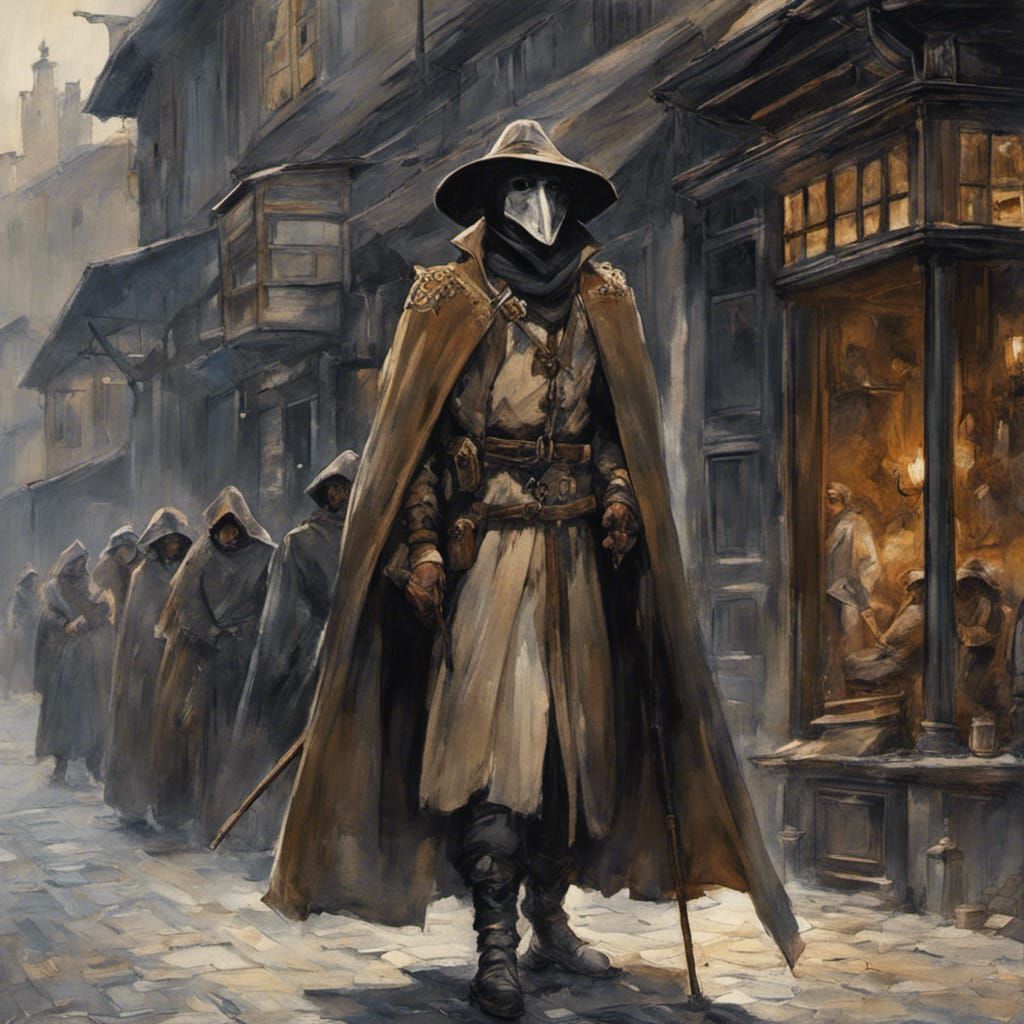 Medieval Plague Doctor in Studio Ghibli Watercolor