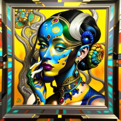 Surrealistic Beauty in Vibrant Cyberpunk Attire