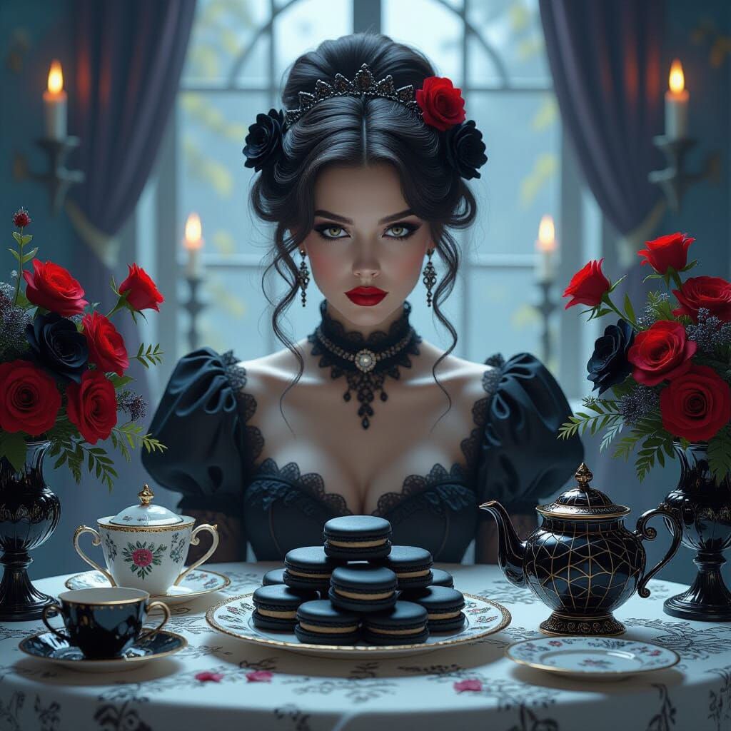 Gothic Halloween Tea Party Still Life