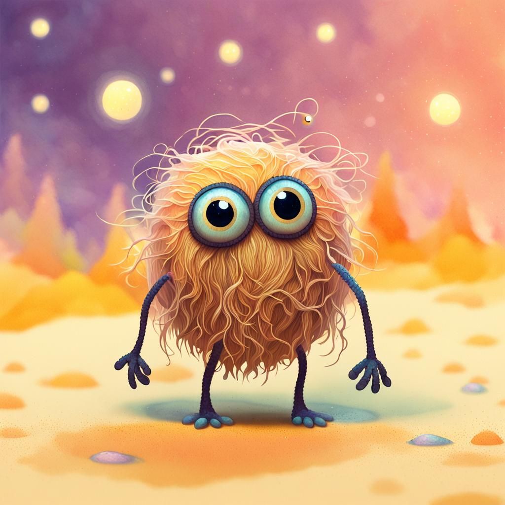 Whimsical Walking Hermit Character in Watercolor Style