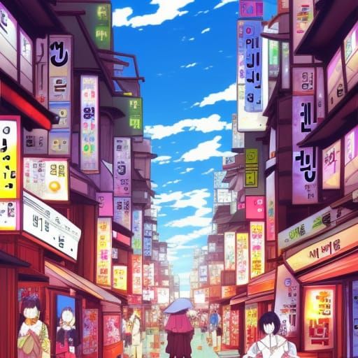 Seoul, South Korea in Anime Style