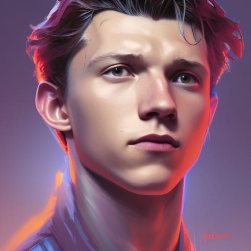 Tom Holland Portrait in Hyperdetailed Digital Art Style