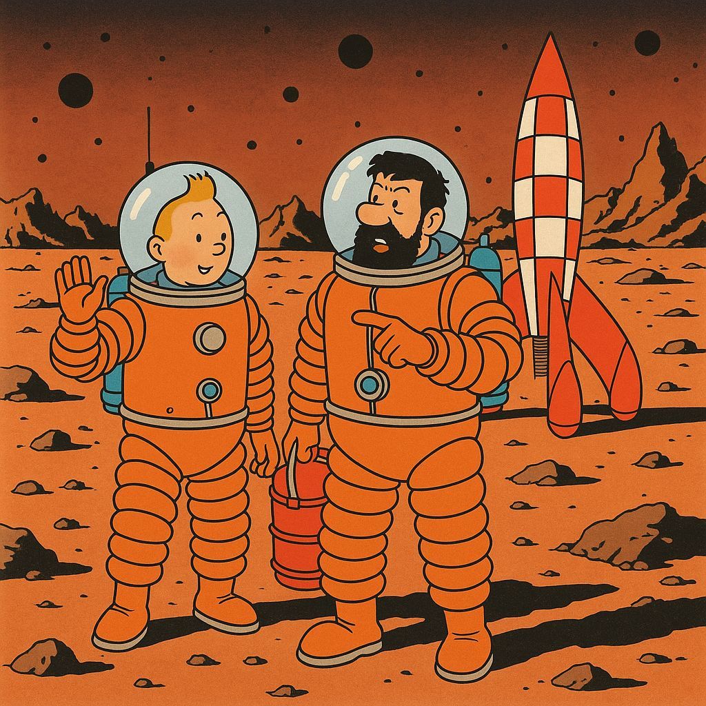 Tintin and Captain Haddock on Mars
