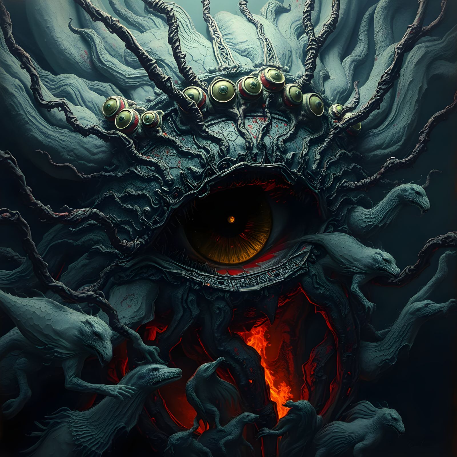 Surreal Eye of God in Hyper-Realistic Horror Style