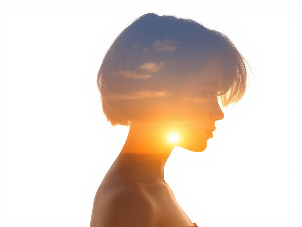 Double Exposure Portrait of Girl at Sunset