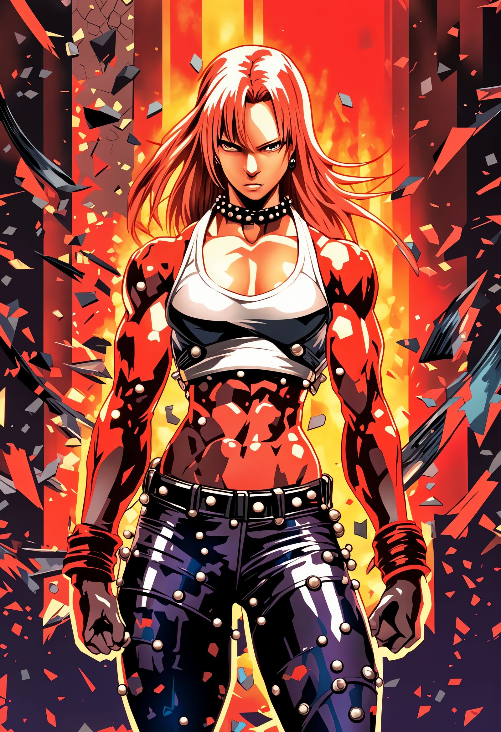 Female Bodybuilder Inspired by Terry Bogard in Vibrant Conce...