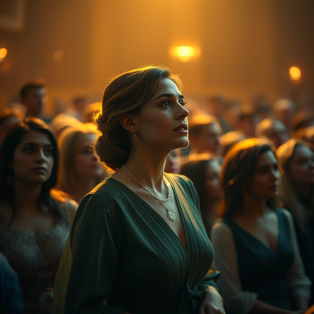 Inspirational Speaker Radiating Golden Light