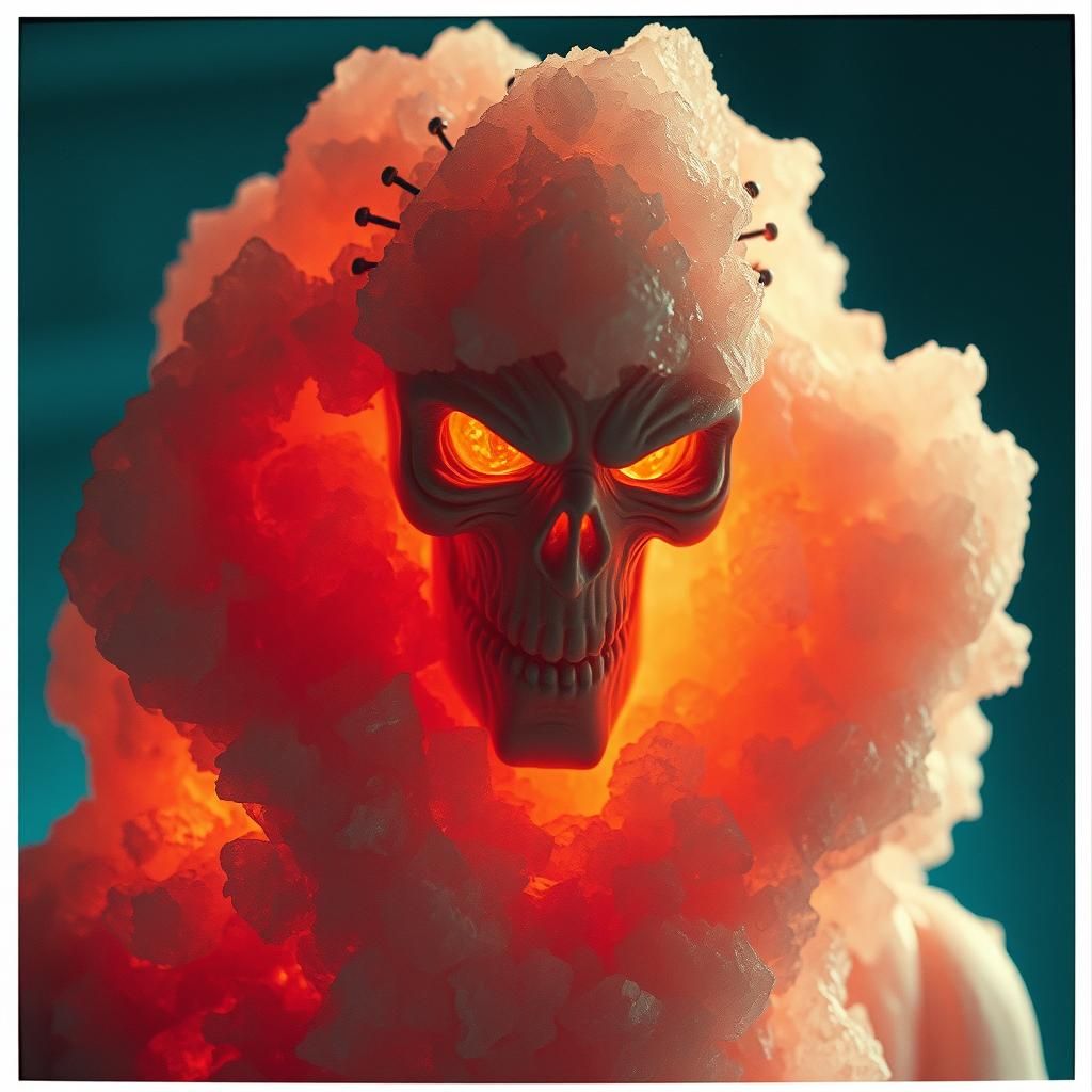 Salt Crystal Humanoid Semisculpture with Cinematic Lighting