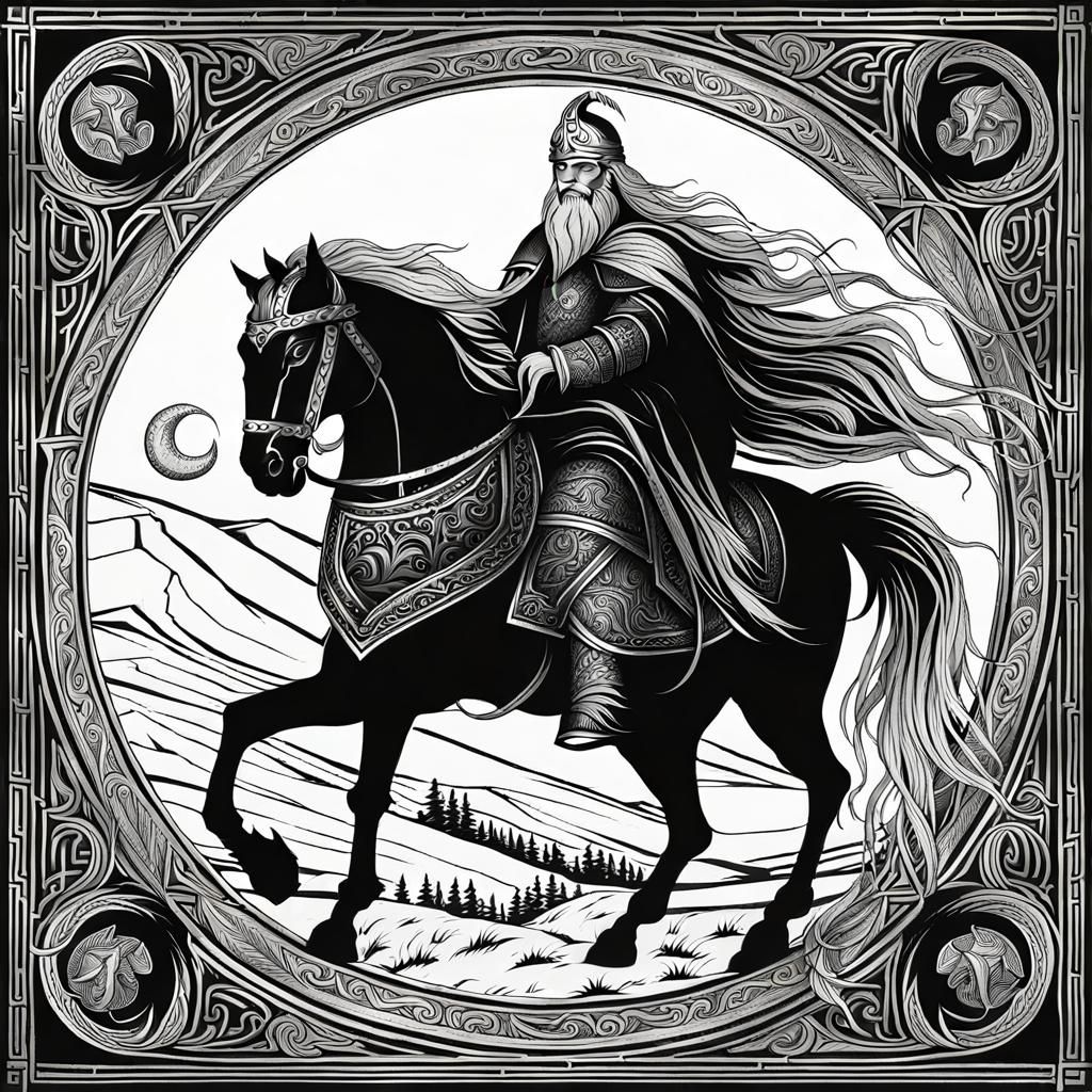Odin and Sleipnir: Norse Mythology Fantasy Art