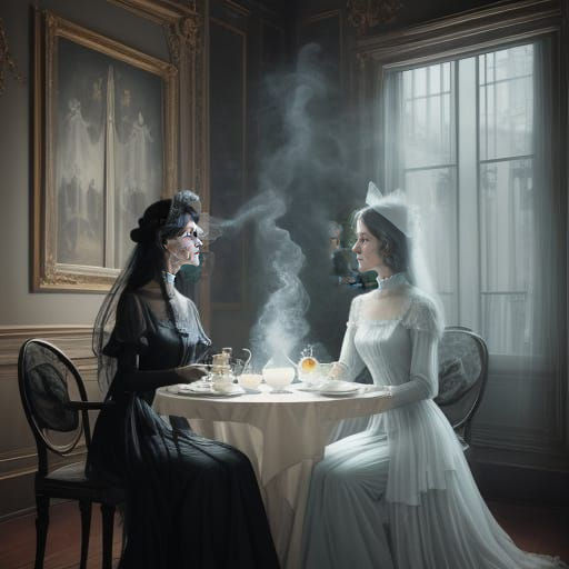 Victorian Ghost Ladies Enjoying Tea in Eternity