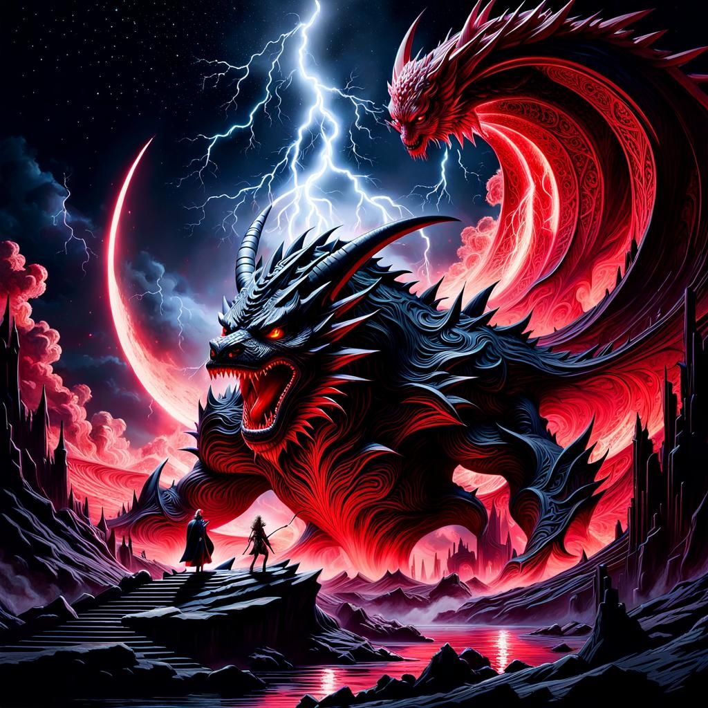 Miniature Fantasy World Carved into Magic Monster