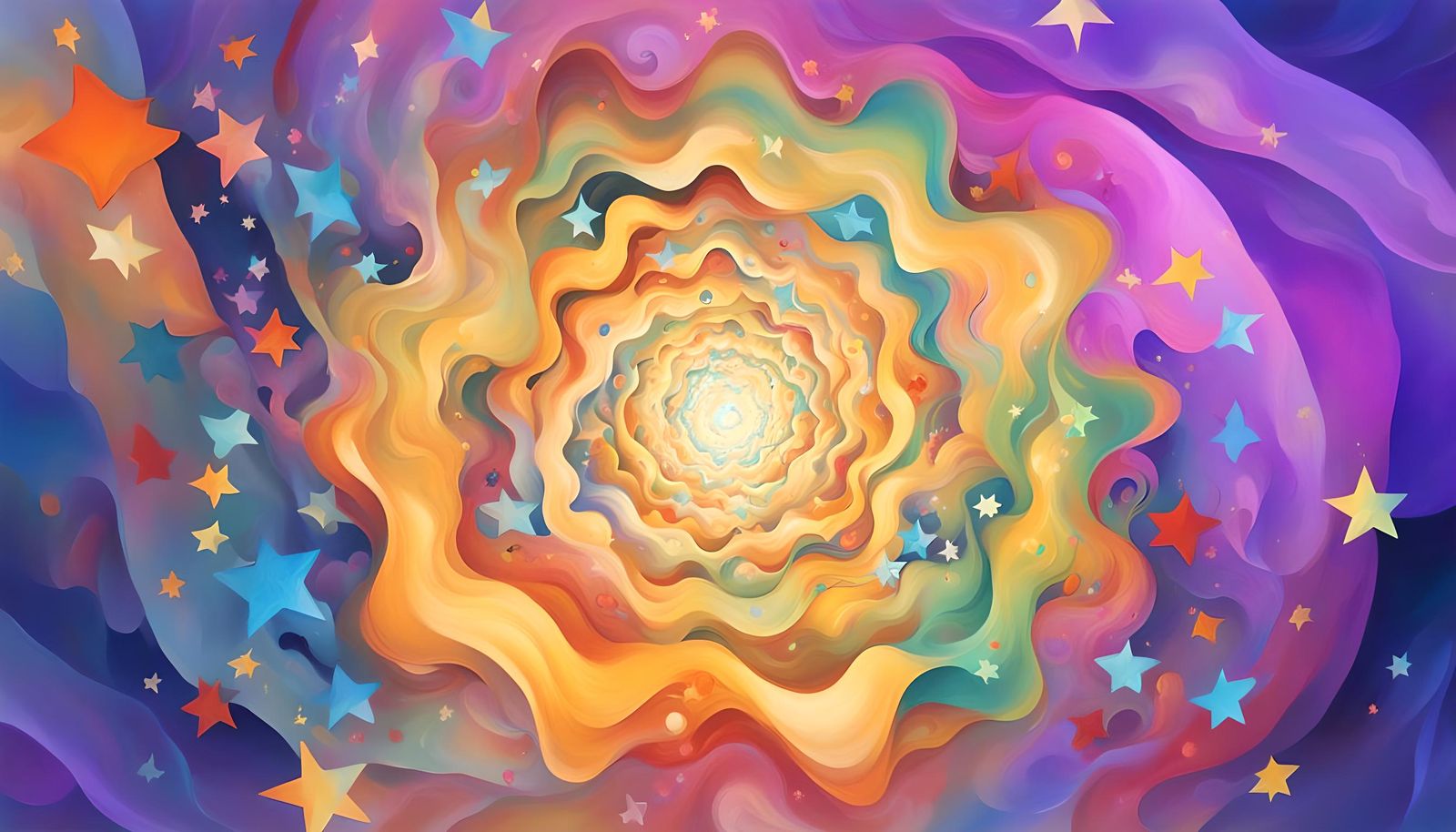 Iridescent Cosmic Stars in Abstract Expressionism