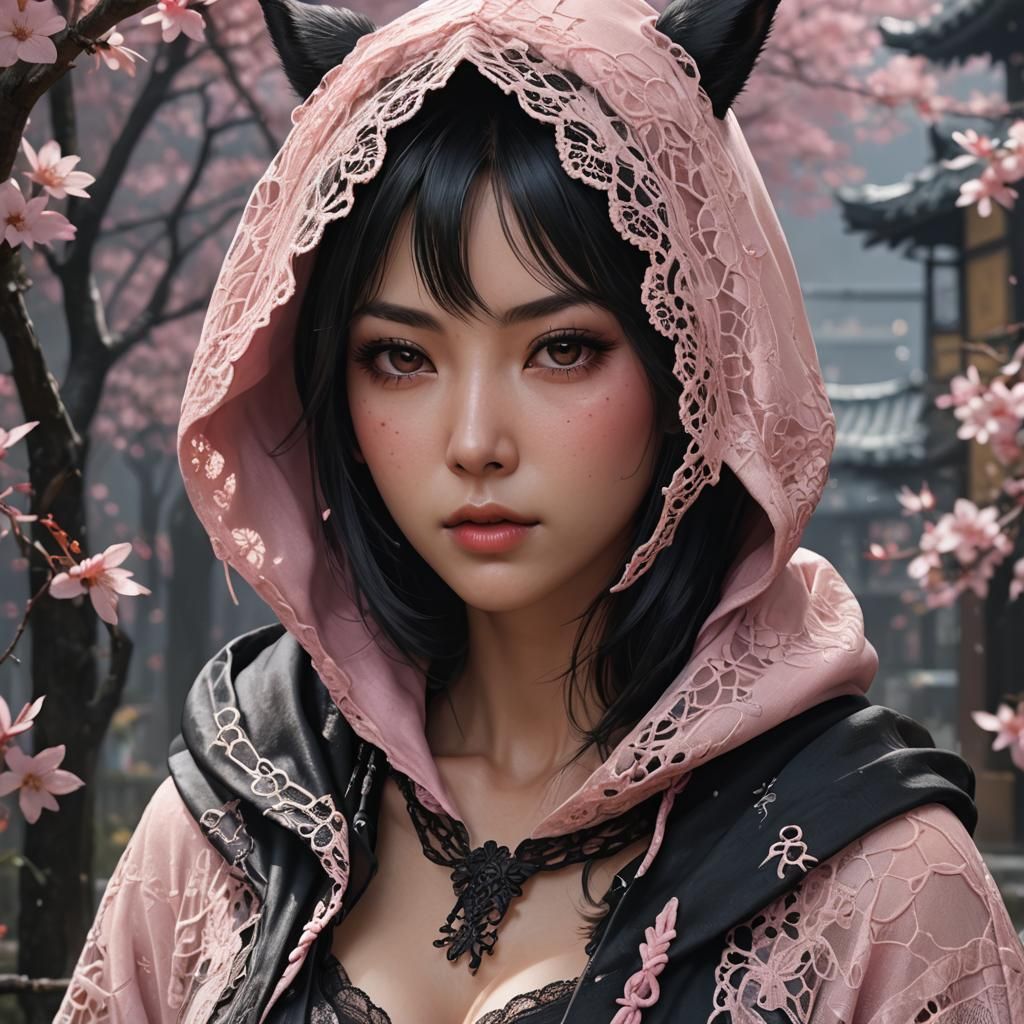 Realistic Portrait of a Japanese Woman in Lingerie