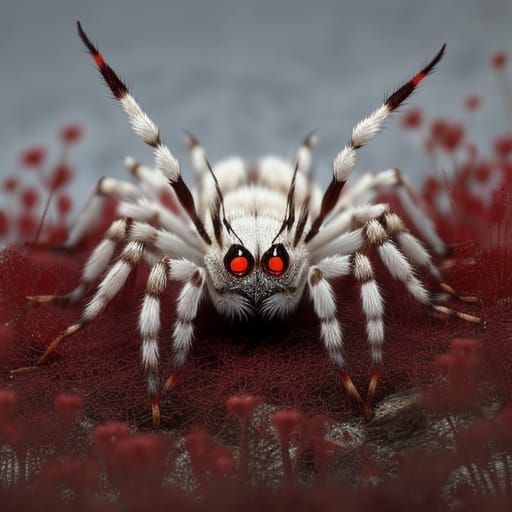 Ghostly Spider Emerges from Red Campion Blooms in Macro Phot...