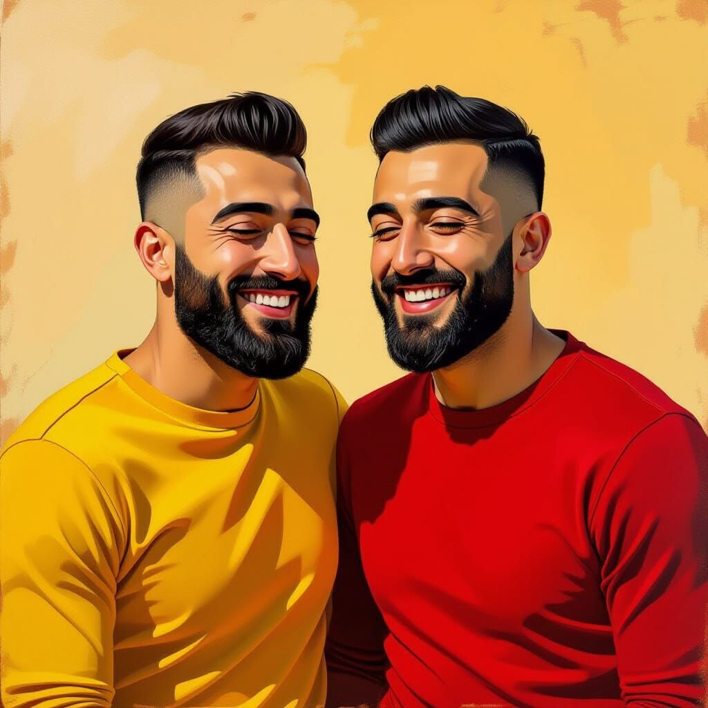 Smiling Couple in Impressionist Impasto Oil Painting Style