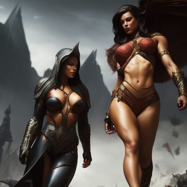 Dark Elf and Human Lovers in Sci-Fi Art