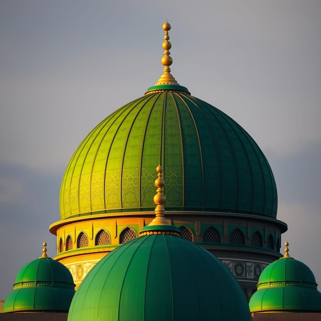 Majestic Green Dome of Medina's Shareef Masjid al Nabawi