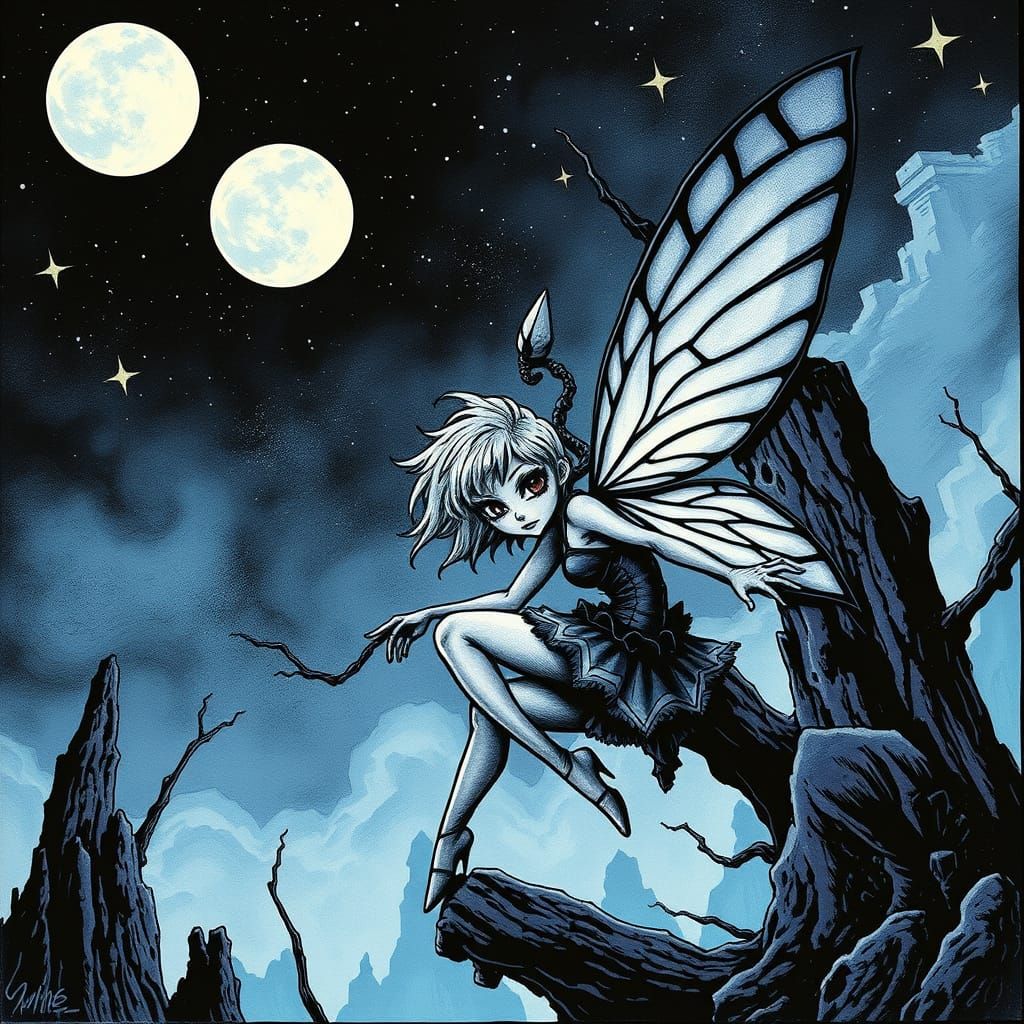 Eldritch Gothic Tinkerbell in Sci-Fi Comic Style
