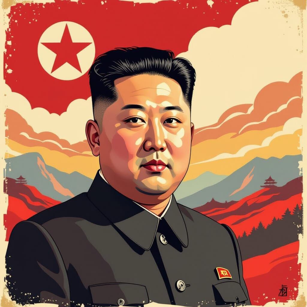 Kim Jong Un Propaganda Poster Portrait