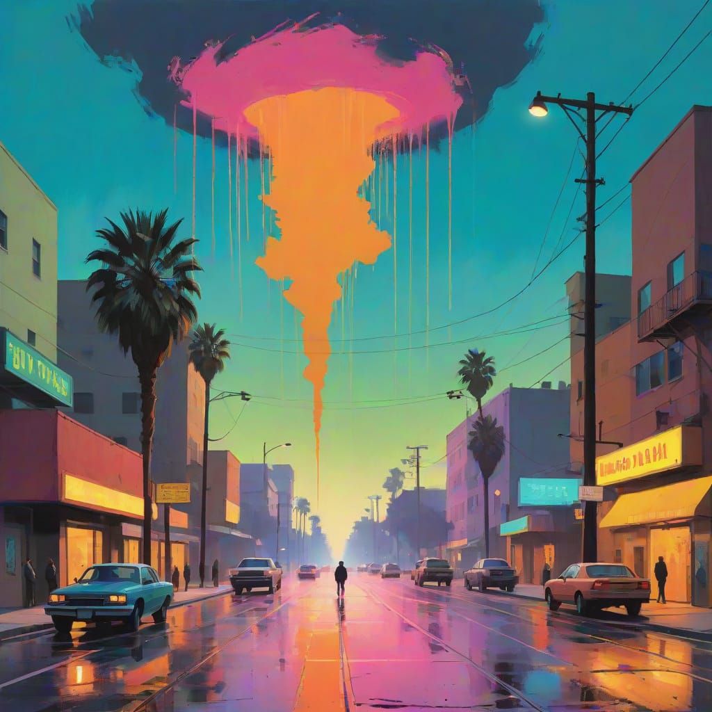 Dreamlike Abstract Landscape with Iridescent Hues