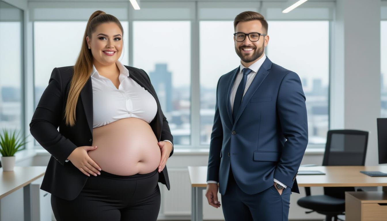 Realistic Plus Size Woman in Office Setting
