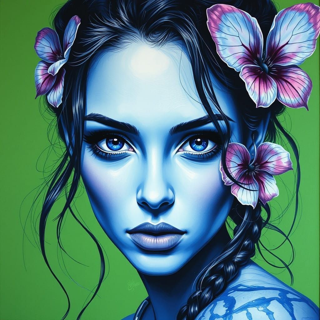 Ethereal Lady in Blue and Green