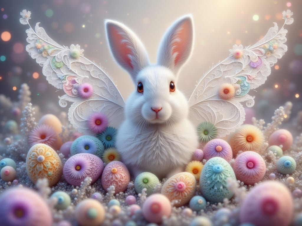 Ethereal Easter Bunny in Fractal Lace Fantasy