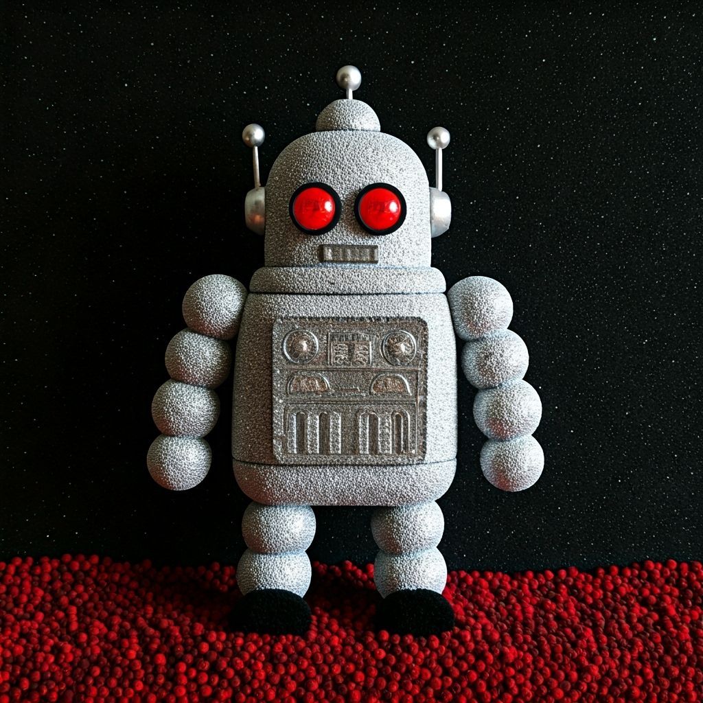 Retro Robot on Alien Planet in Sci-Fi Style