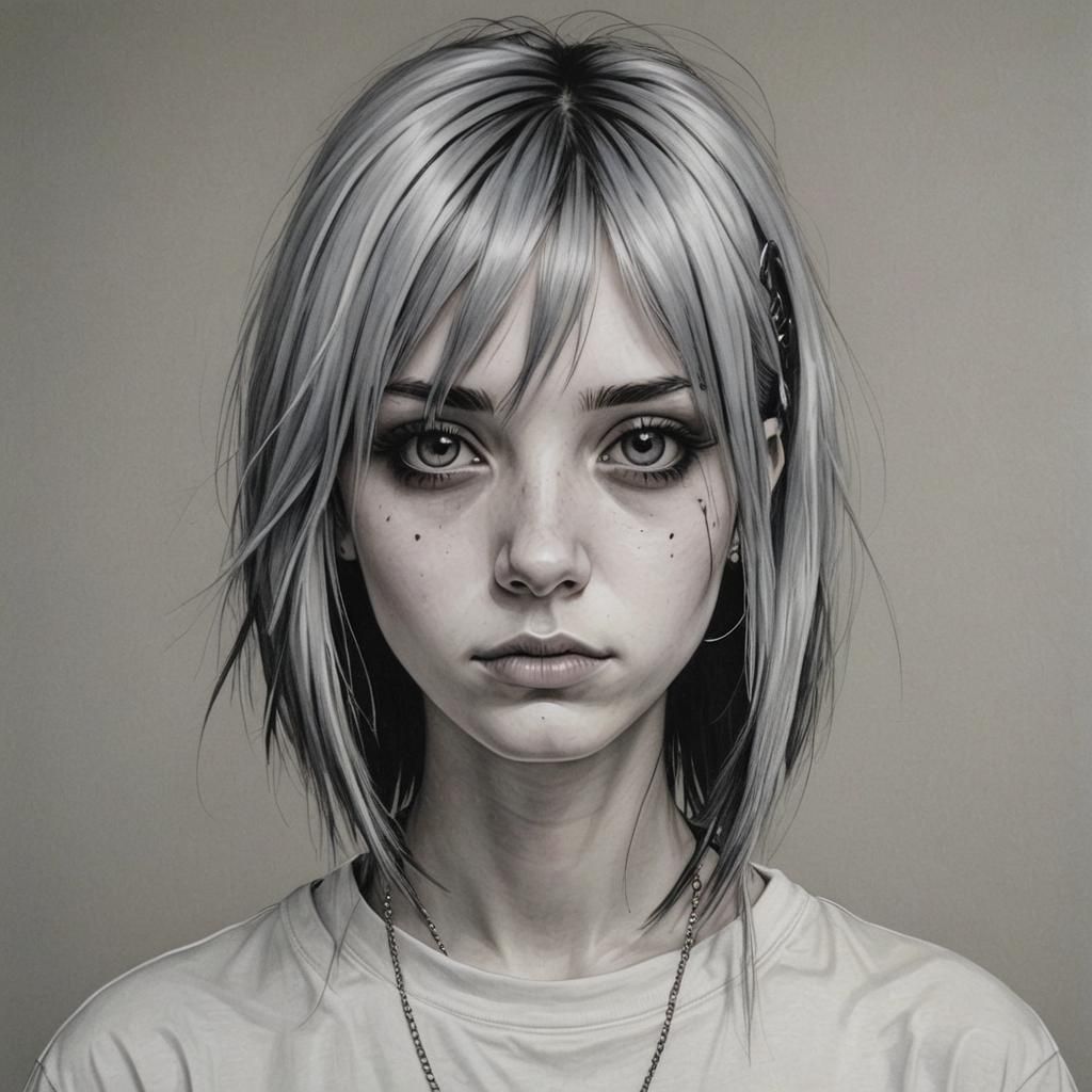 Hyperrealistic Emo Girl Portrait, Early 2000s Style