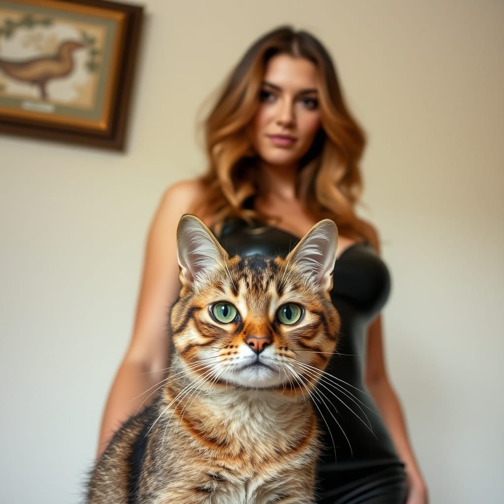 Woman and Cat Photobomb