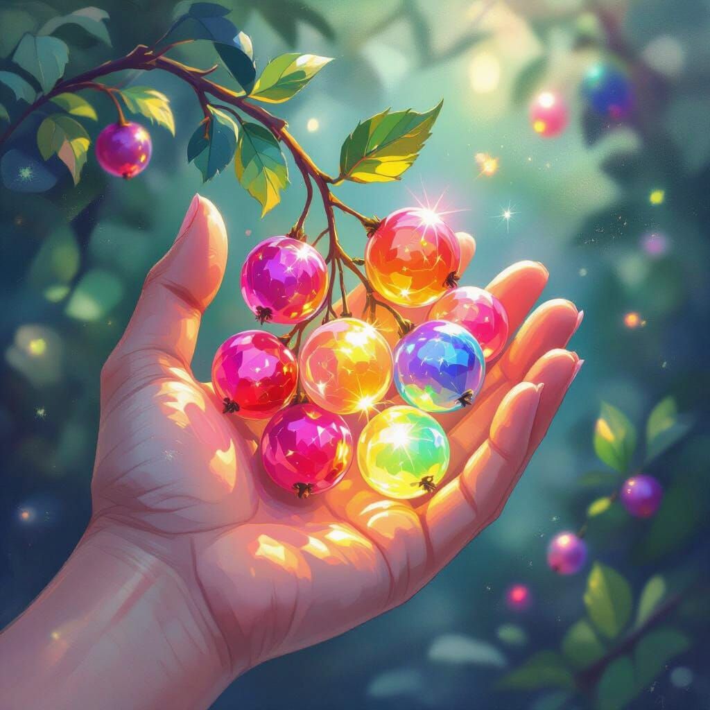 Magical Berries in Dreamy Digital Watercolour Style