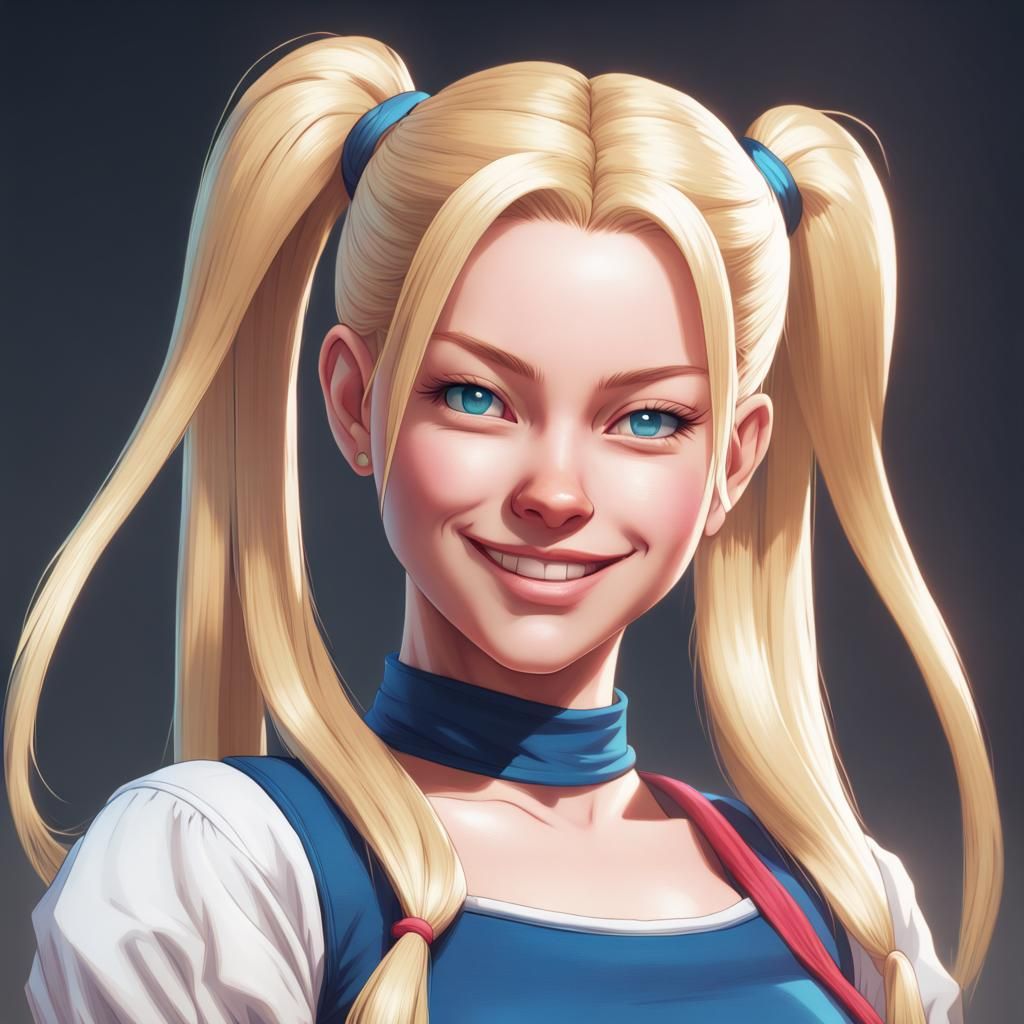 Android 18 Portrait with Pigtails, Digital Art