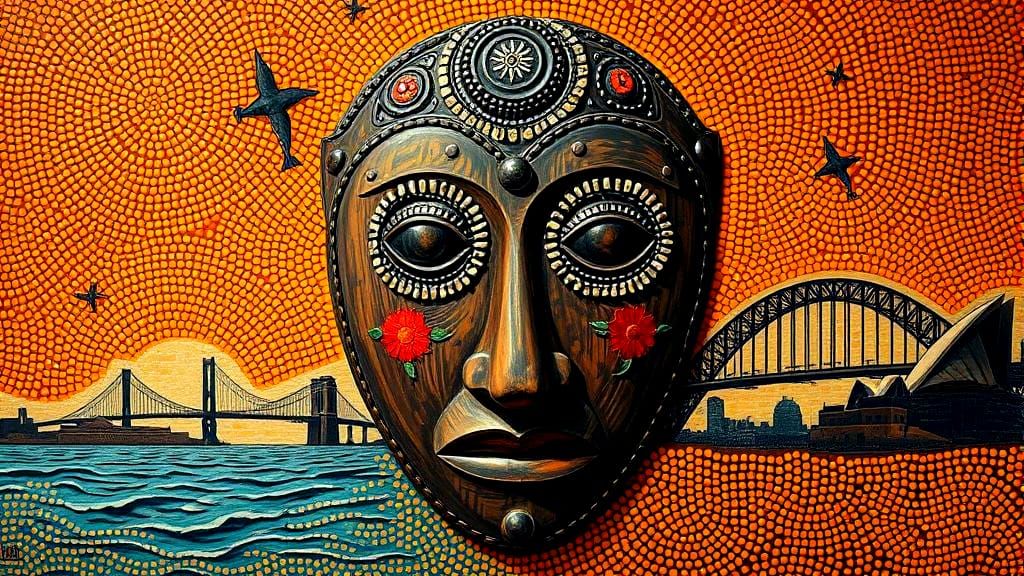 Aboriginal Dot Art Mask in Sydney, Australia