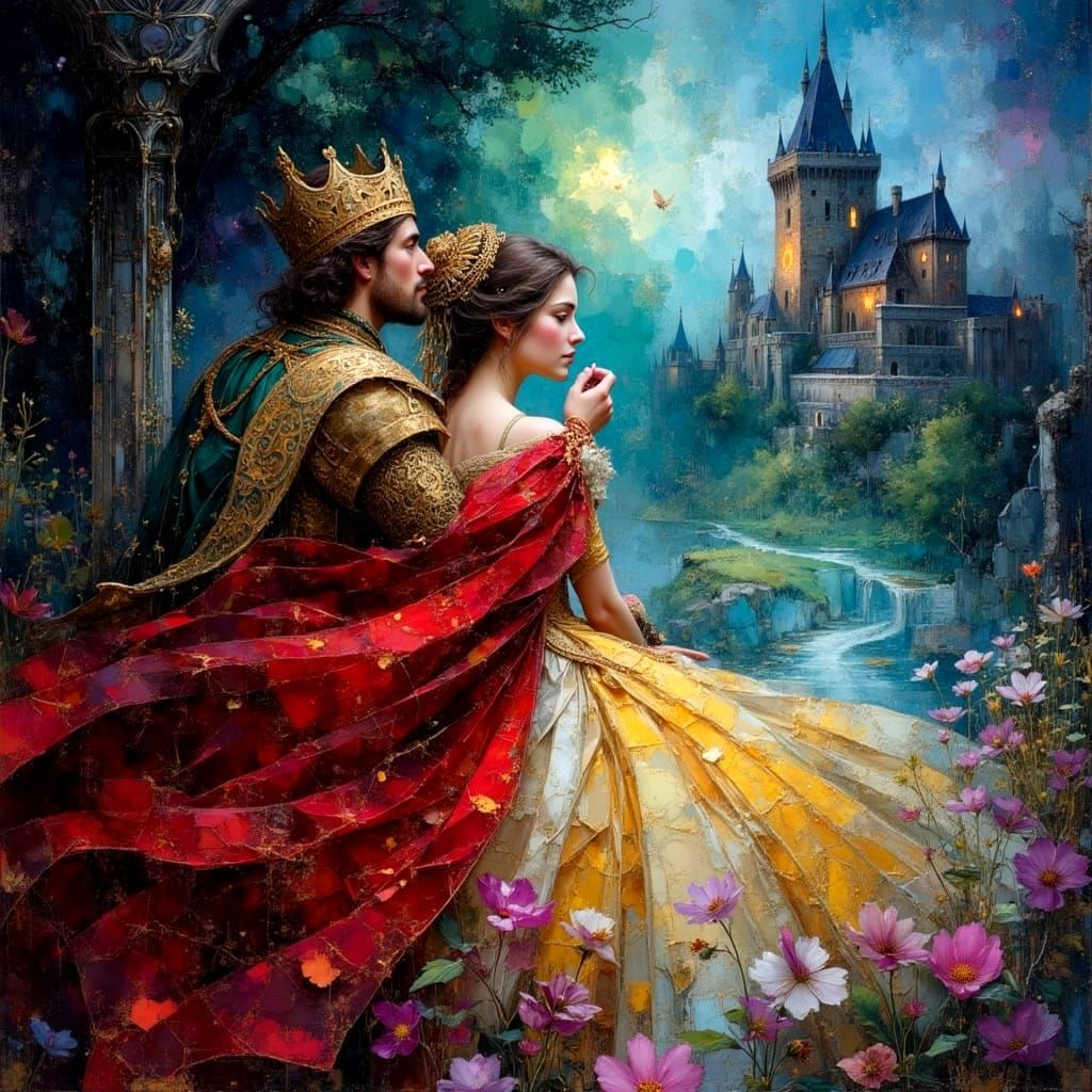 King Arthur and Guinevere: A Dark Fantasy Painting