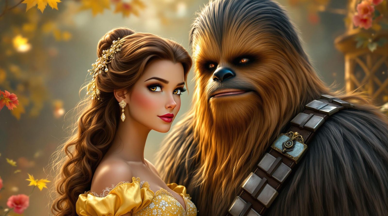 Steampunk Belle and Chewbacca Portrait