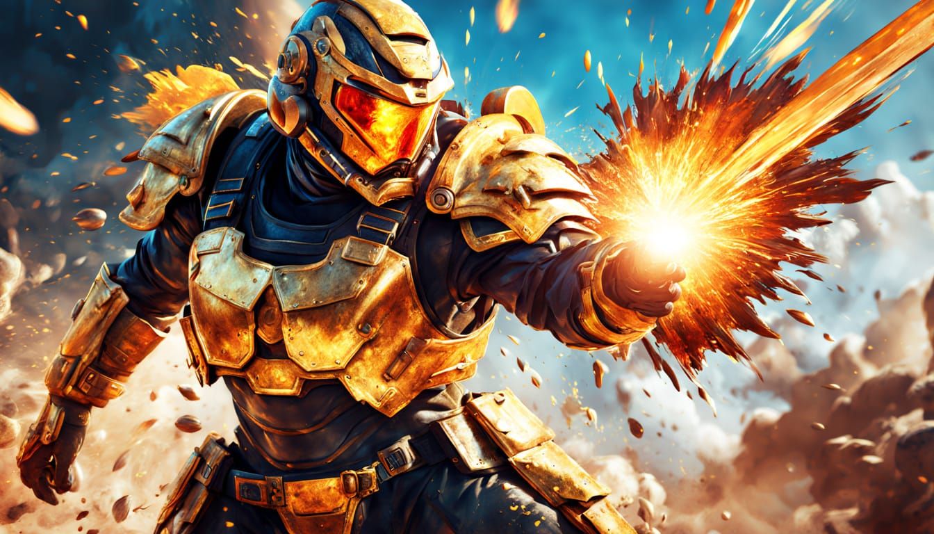 Fighter in Combat Armor: Hyperrealistic Digital Art