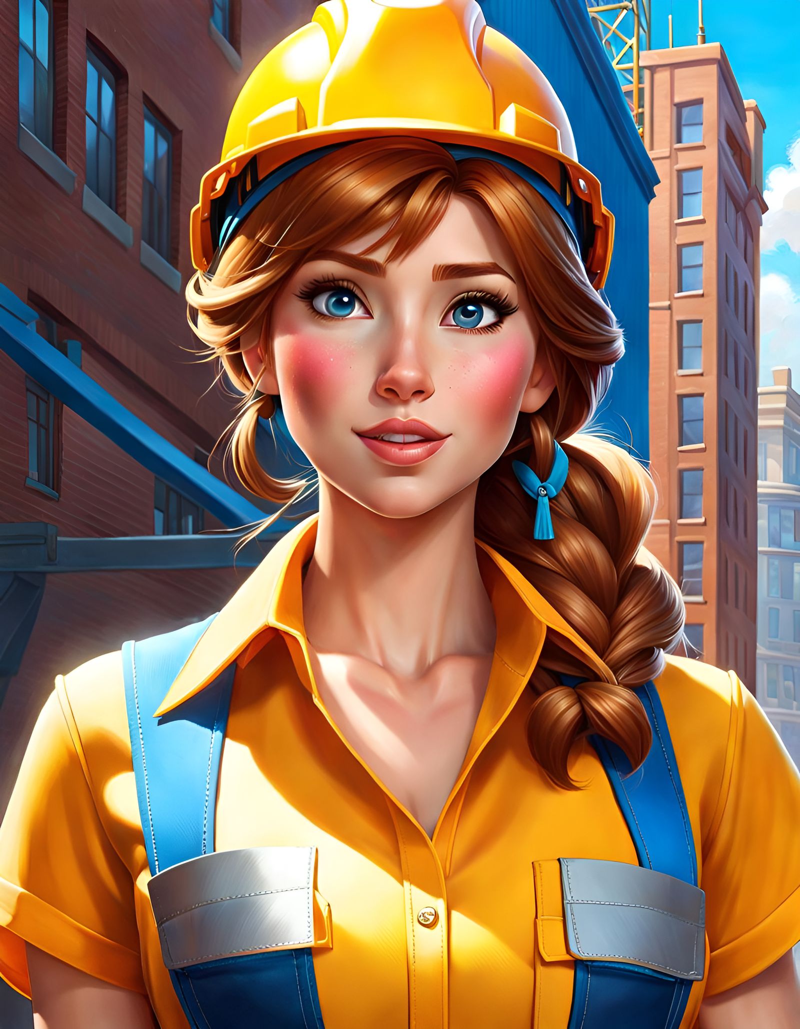 Disney Princess Anna as Construction Worker