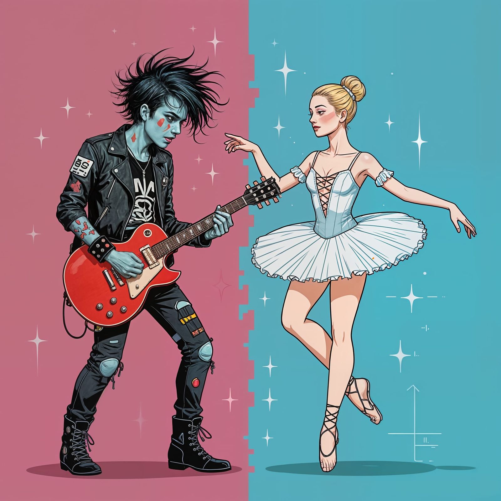 Contrasting Figures Representing Opposing Ends of a Spectrum