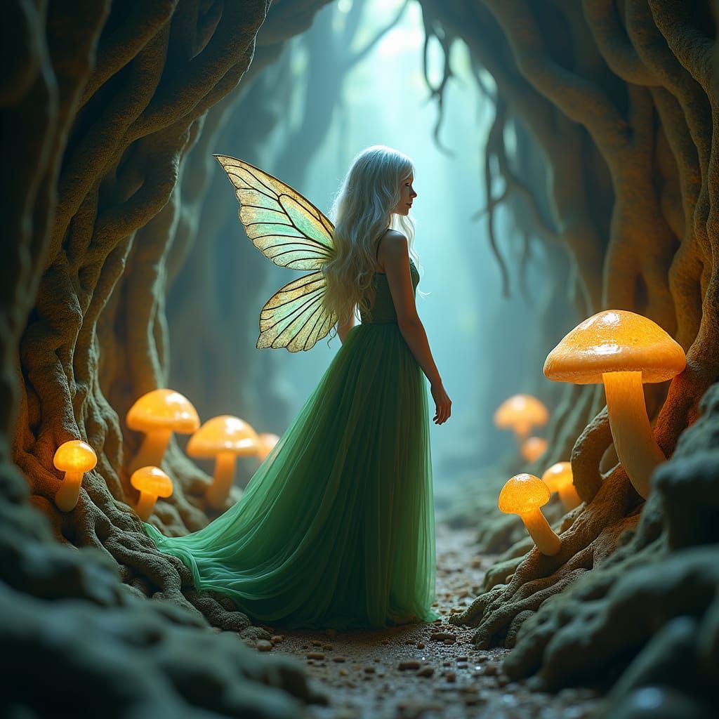 Fairy in Goblin Cave: Matte Painting Landscape