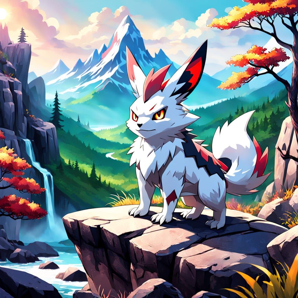 Zangoose in Exaggerated Rocky Landscape
