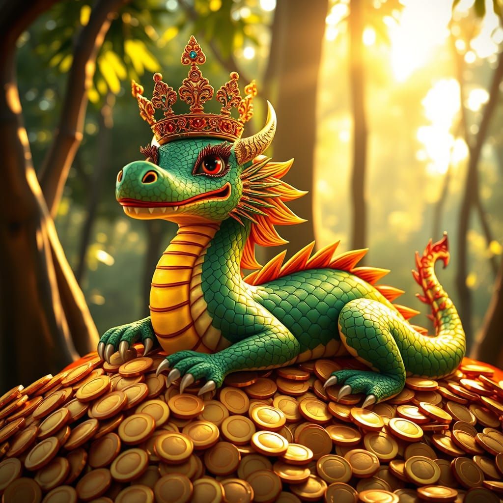 Dragon Lounging on Gold, Indonesian Folk Art