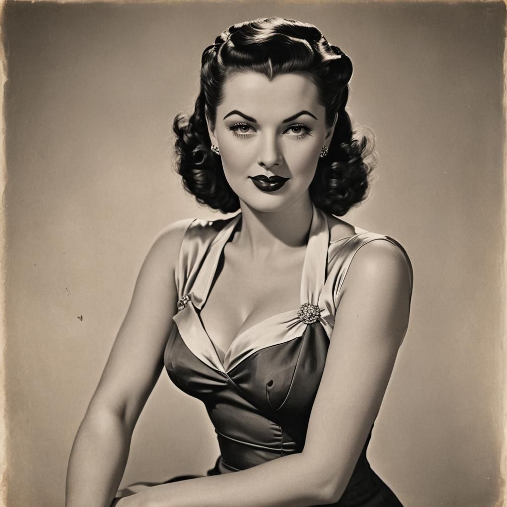 Classic 1940s Hollywood Pinup Girl Portrait
