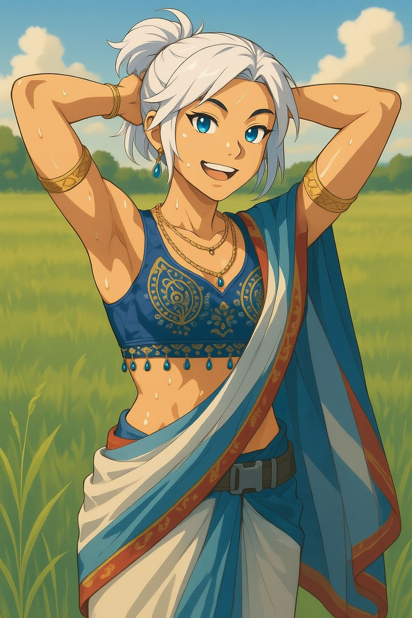 Anime Jett in Saree Illustration