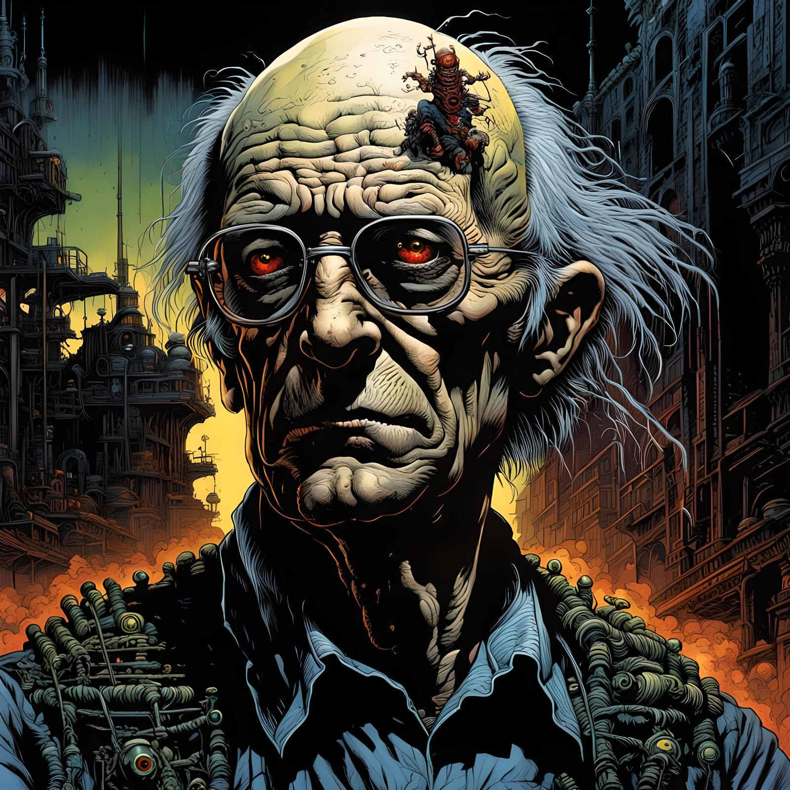 Gothic Cyberpunk Comic Art in Wrightson Style