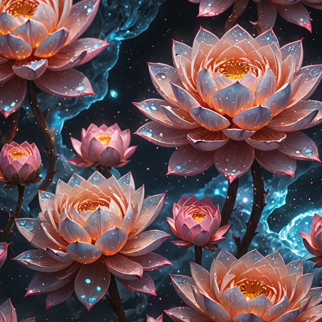 Intricate Rose Lotus Fusion in Anime Style