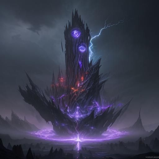 Dark Magic Lightning Ball in Detailed Matte Painting