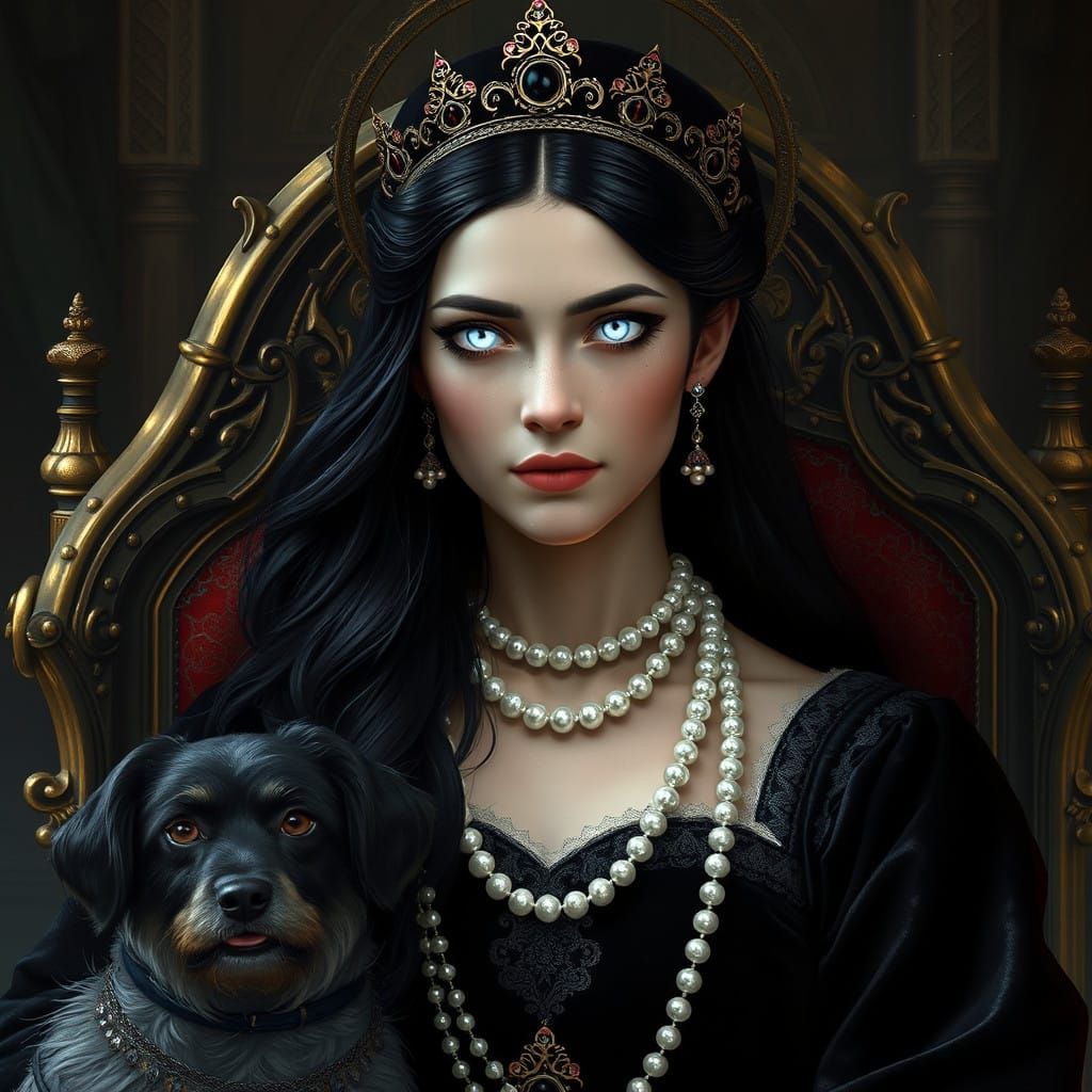 Regal Fantasy Queen with Loyal Companion