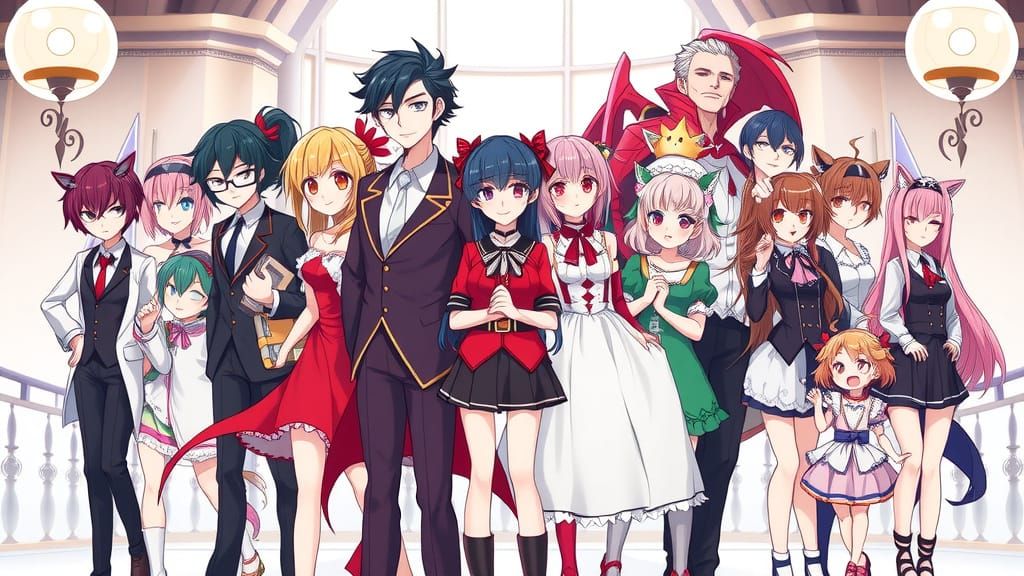 Ren's Vibrant Anime Family Scene in High School DxD Style