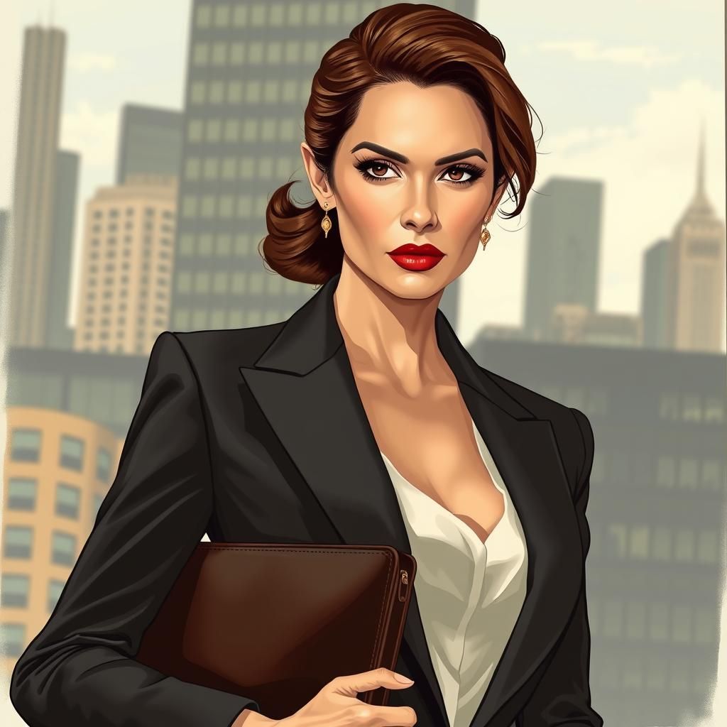 Regal Woman Exudes Power in Cityscape