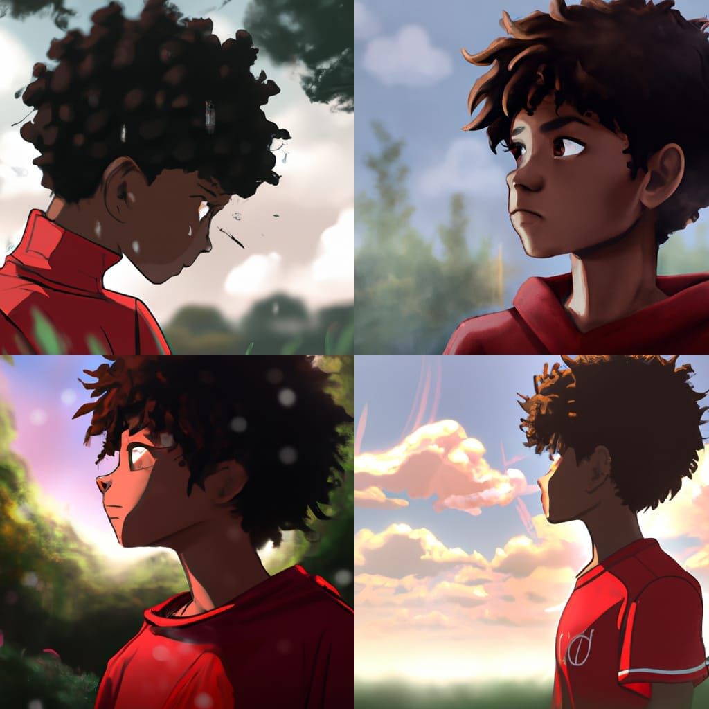 Anime Boy in Red Jersey, Ghibli Style